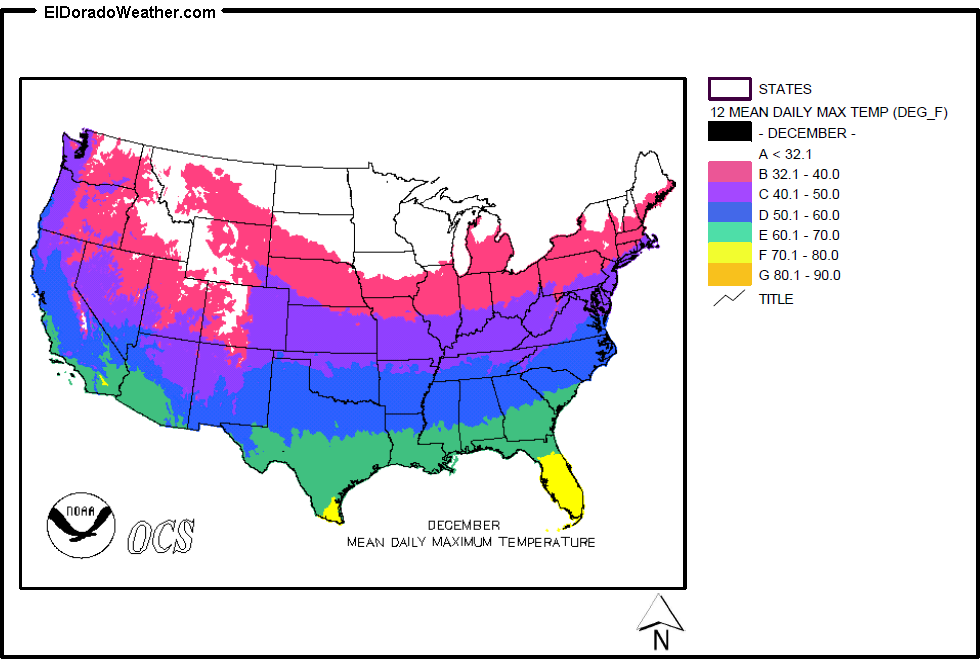 United States December Yearly Annual Mean Daily Maximum Temperature